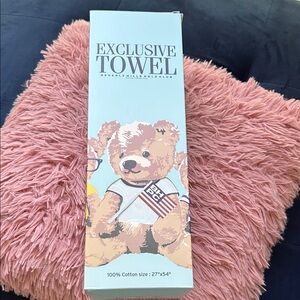 Beverly Hills Polo Club Kids Towel - Light Blue with Teddy Bear